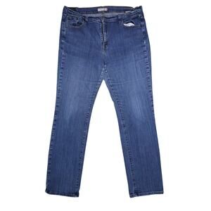 Levi's 505 Straight Leg Jeans Women's 16 Medium Blue High Rise Stretch Denim